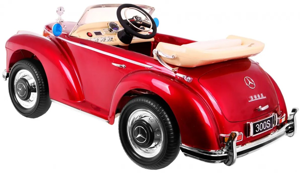 Mercedes Benz 300S Retro pre deti + diaľkové ovládanie + EVA + free Start + LED MP3 - červené