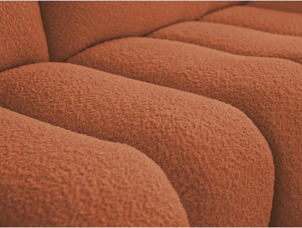 Oranžová rohová pohovka z textílie buklé (pravý roh/s leňoškou) Azra – Bobochic Paris