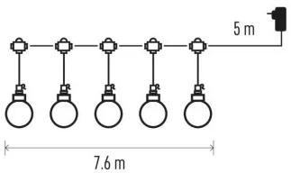 Světelný LED řetěz Dusty 7,6 m teplá bílá