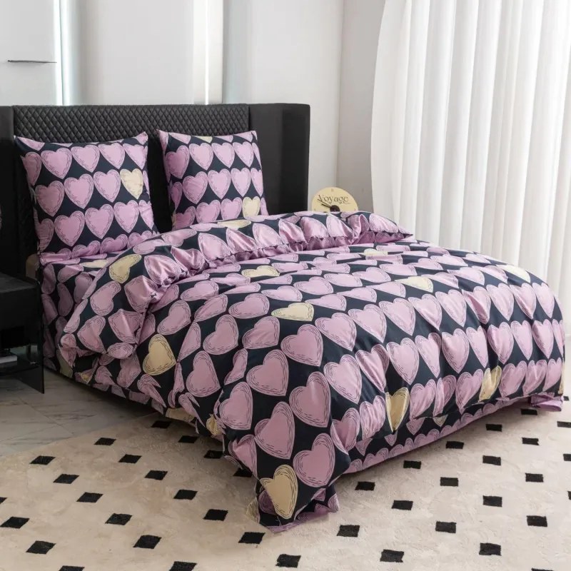 Obliečky z mikrovlákna VIOLET HEARTS svetlo fialové Rozmer obliečky: 2 ks 70 x 80 cm | 160 x 200 cm