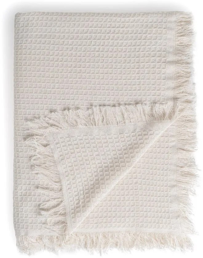 Krémovobiely pléd z recyklovanej bavlny 260x280 cm Honeycomb – Ixia