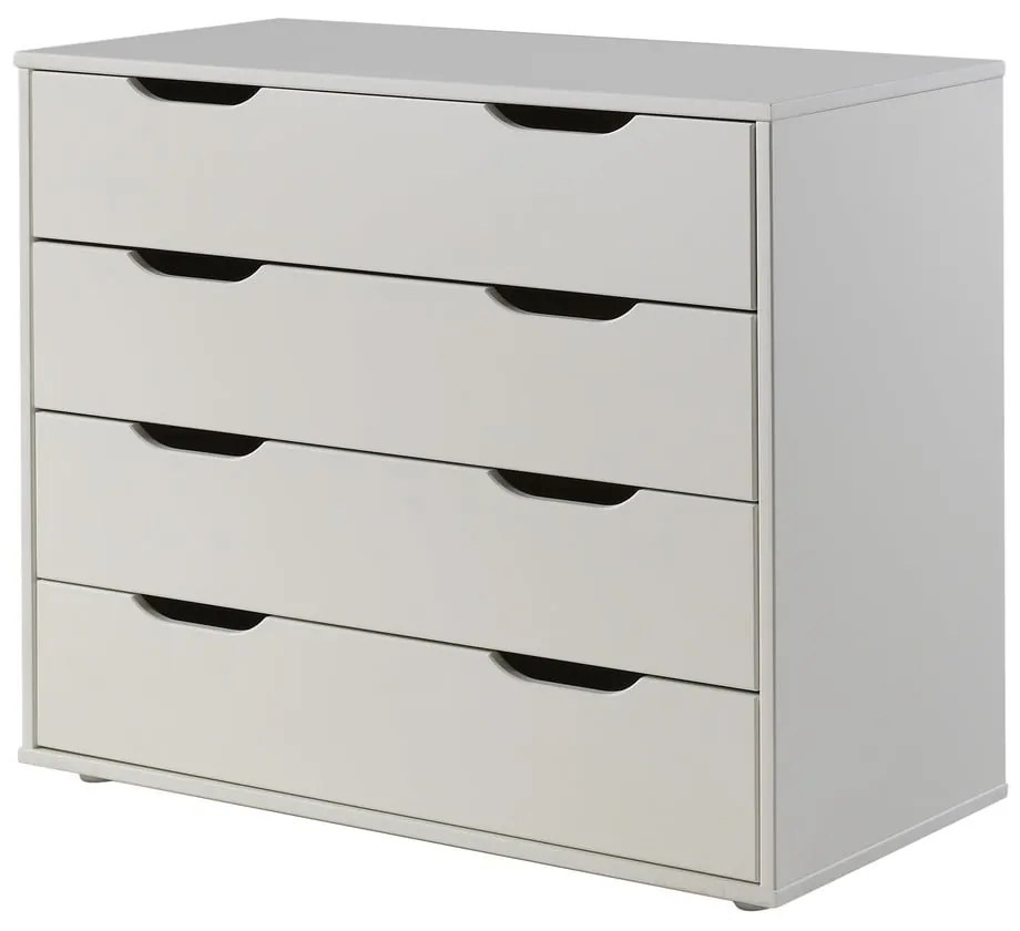 Biela vyvýšená detská posteľ z borovicového dreva s úložným priestorom s roštom 90x200 cm Scott – Vipack