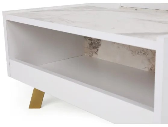 Konferenčný stolík FRIDA 63x90 cm biela/zlatá