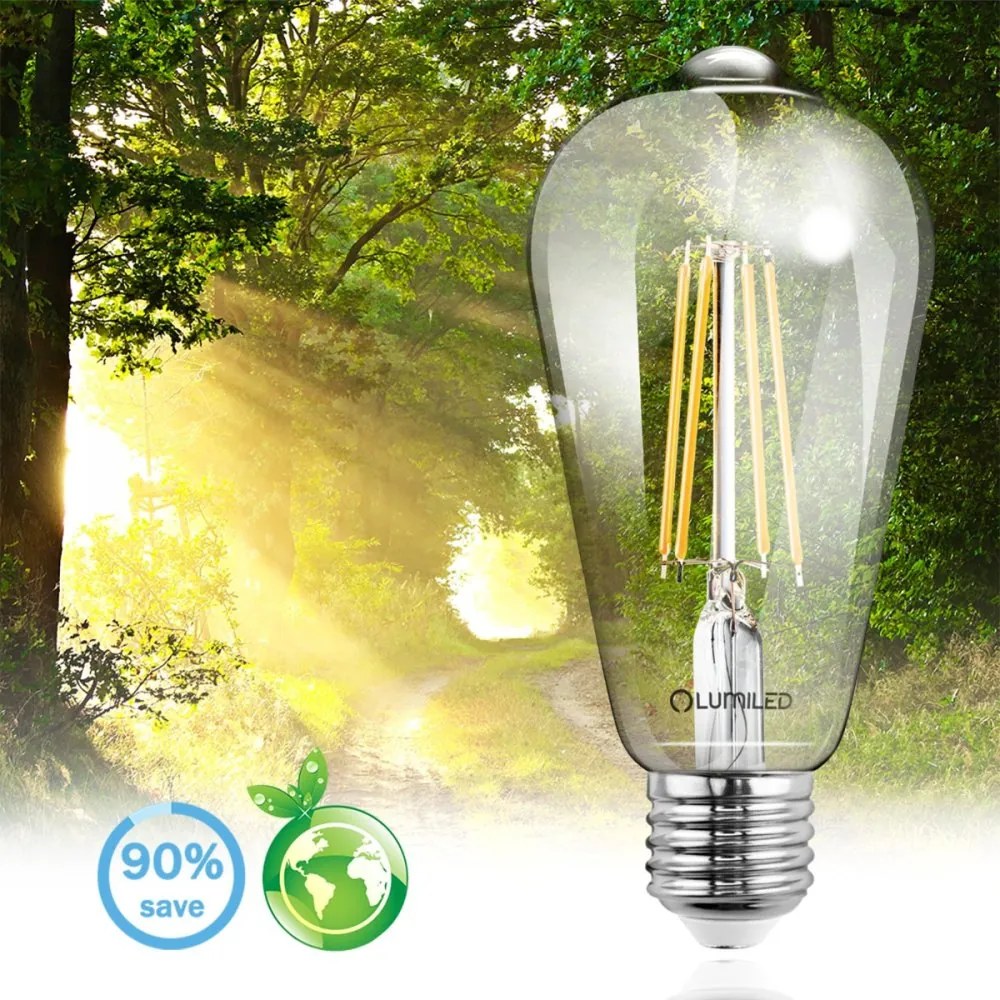 LED žiarovka E27 ST64 8W = 60W 880lm 3000K Warm 360° Filament LUMILED