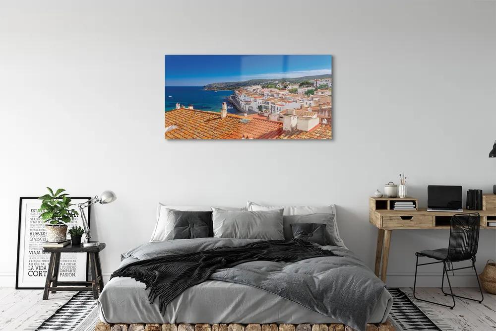 Obraz na akrylátovom skle Španielsko mesto hory mora 125x50 cm
