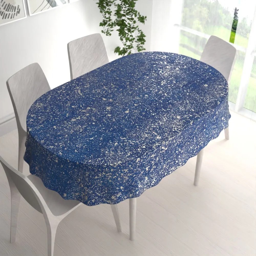 Biante Veľký zamatový oválny obrus Isabela IBL-005 Gold Design kráľovská modrá 240x300 cm