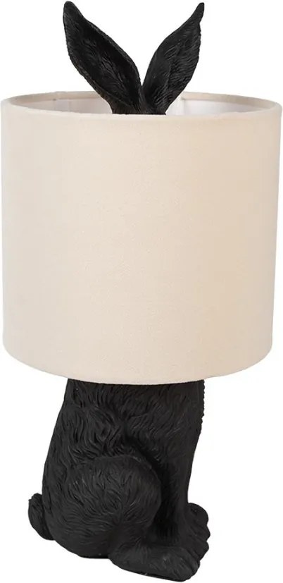 Čierna stolná lampa králik s bielym tienidlom Rabbi - Ø 20*43 cm