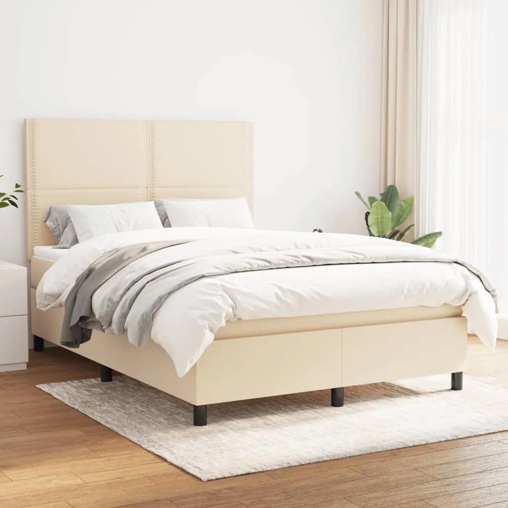 Boxspring posteľ s matracom krémový 140x190 cm látka 3141694
