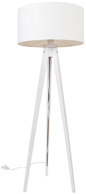 Moderná stojaca lampa statív biela s bielym tienidlom 50 cm - Tripod Classic