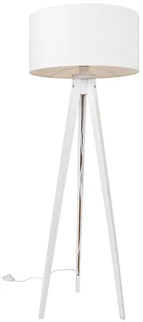 Moderná stojaca lampa trojnožka biela s tienidlom bielym 50 cm - Tripod Classic