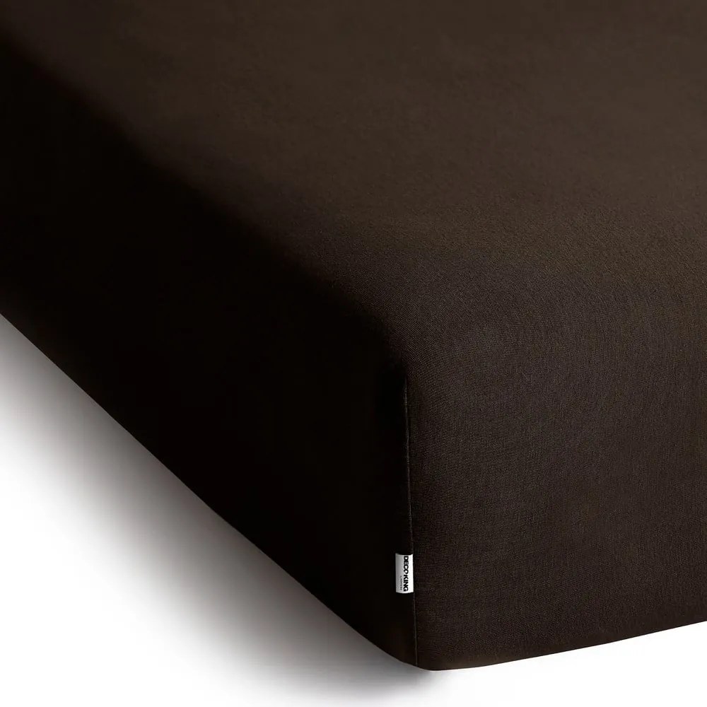 Tmavohnedá napínacia plachta jersey 90x200 cm Amber – Restilo