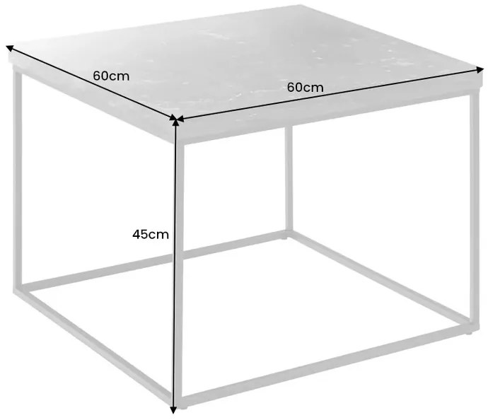 Dizajnový konferenčný stolík Haines 45 cm vzor biely mramor