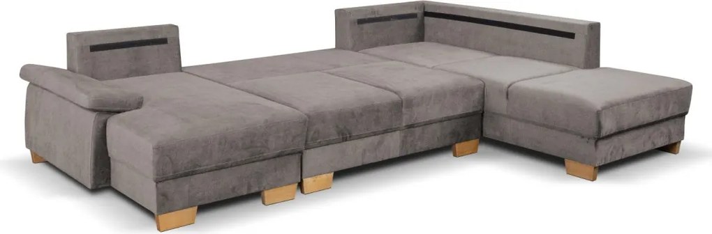 Sedacia súprava Chivas, tvar pravej U, kamenná hnedo-šedá látka