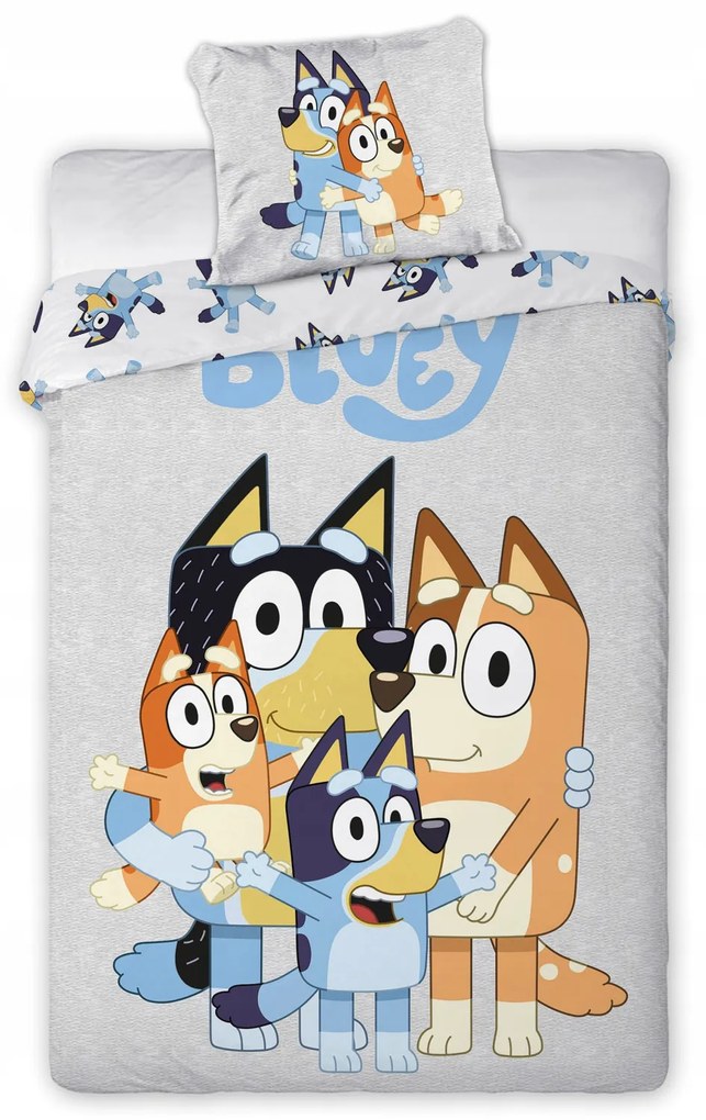 DETSKÉ BAVLNENÉ OBLIEČKY BLUEY 140X200 CM, 1KS 70X80 CM VZOROVANÉ