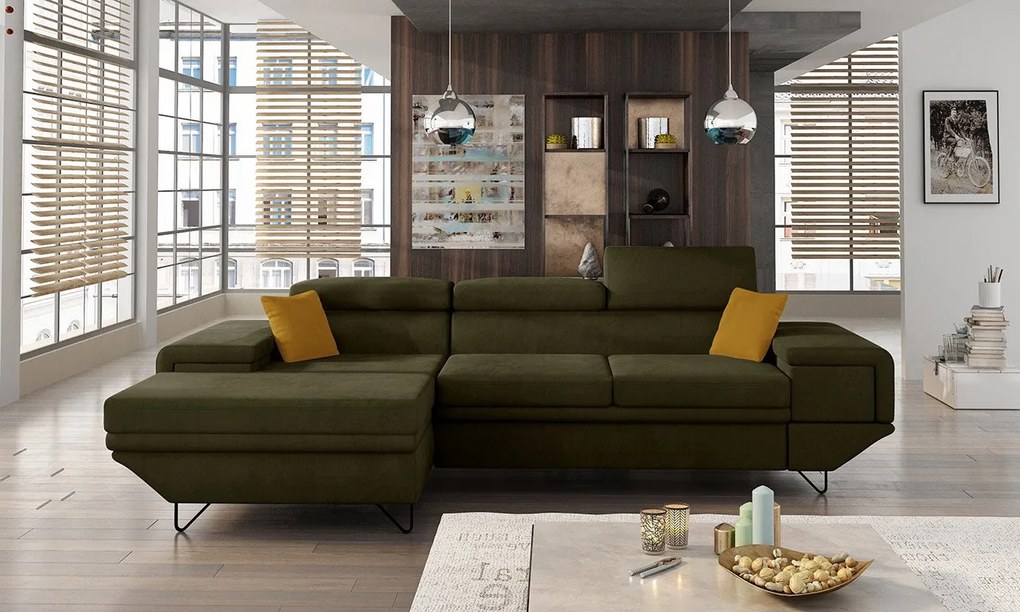 Moderná rohová sedacia súprava Arcadia, Dostupné poťahy: Magic Velvet 2227 + Magic Velvet 2227 + Evo 29, Strana: pravá