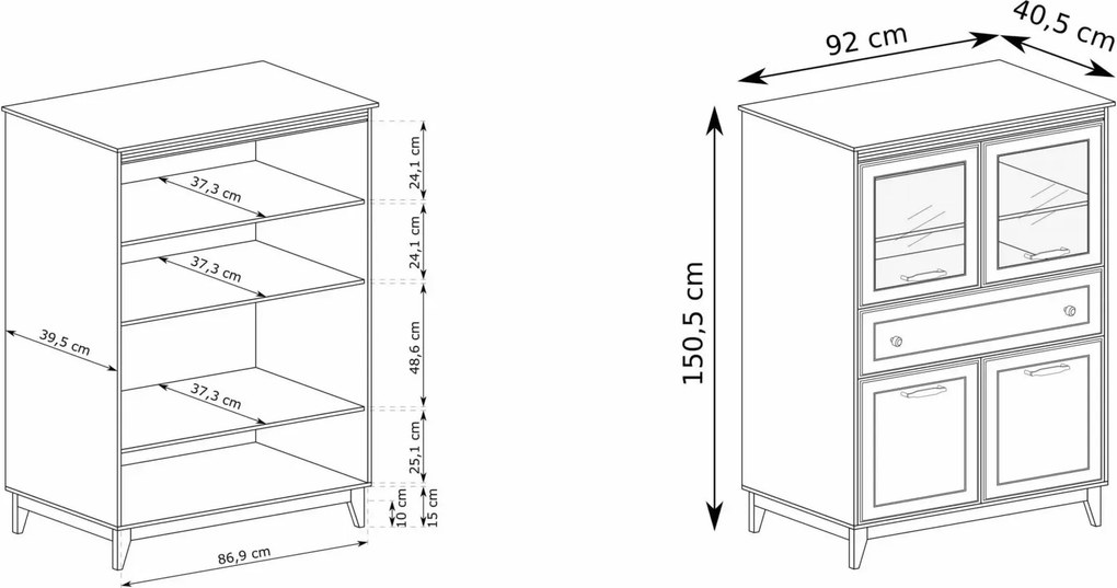 Vysoká komoda DANNA 90 cm kašmír