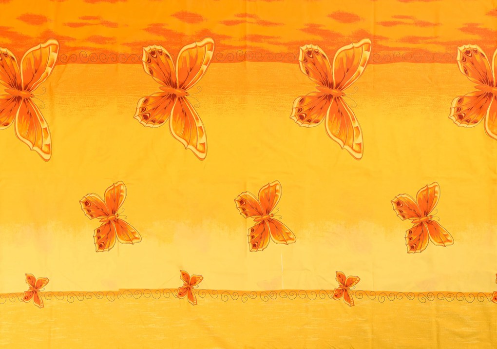 Bavlnené obliečky ORANGE BUTTERFLY žlto-oranžové Rozmer obliečky: 70 x 90 cm | 140 x 200 cm