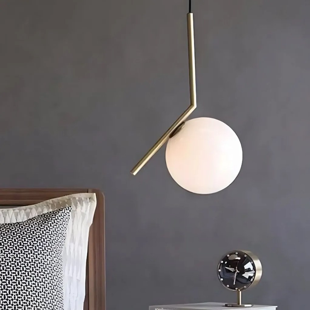 Toolight Toolight, stropná lampa sklenená guľa z bieleho zlata 1xE27, G106-1W, zlatá-biela, OSW-09731