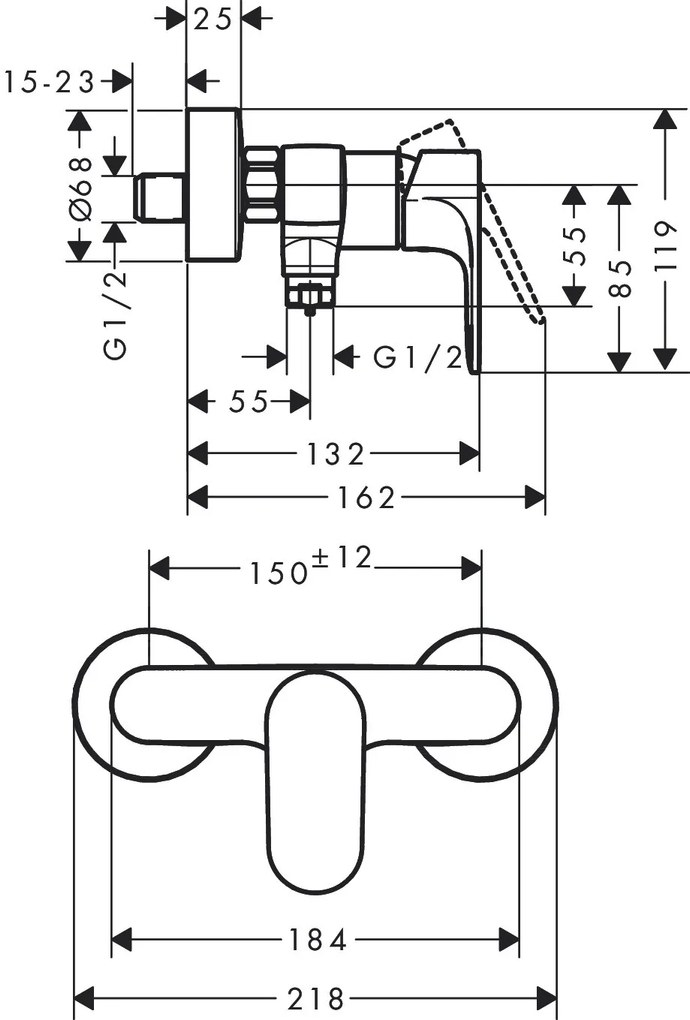 Hansgrohe Rebris S, sprchová batéria, čierna matná, 72640670