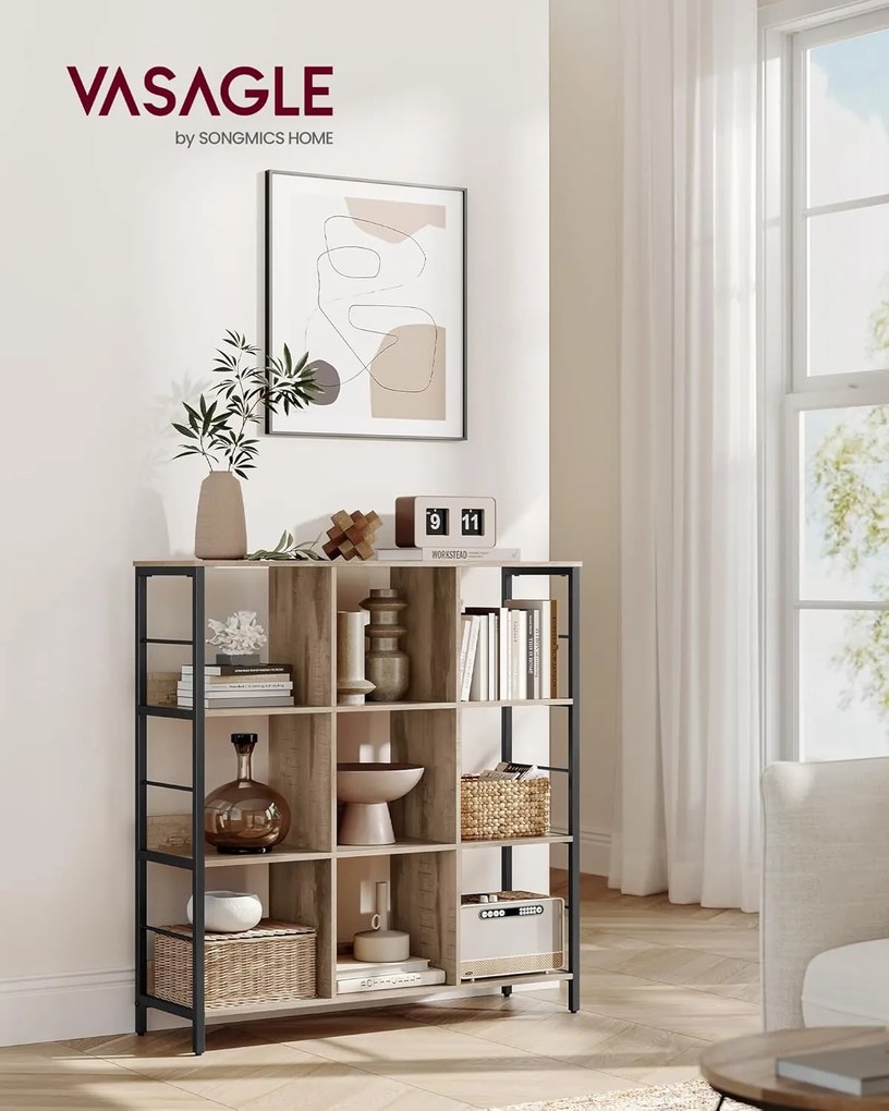 Regál Vasagle Barmy 100 cm světle hnědý/černý