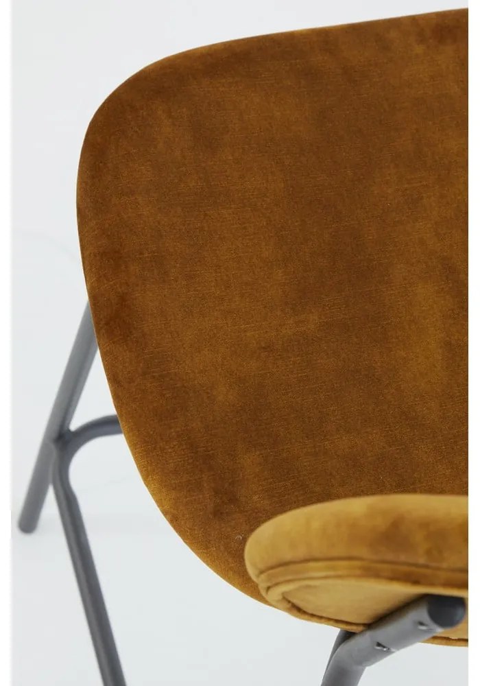 Zamatová barová stolička v horčicovej farbe 92 cm Emma - Light & Living
