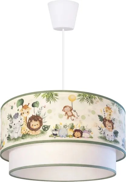 Brilagi-LED Detský závesný luster na lanku BOBO 1xE27/60W/230V pr.40cm krém./zelená/džungľa