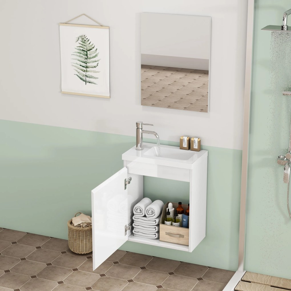 Závesná skrinka s umývadlom Houseland Elara 40 cm biela