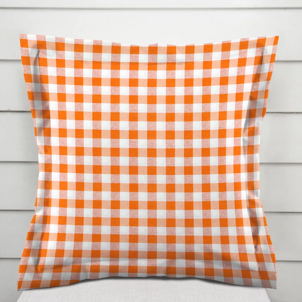 Biante Dekoračná obliečka na vankúš s lemom Rebeka RE-005 Oranžovo-biela kocka stredná 30 x 50 cm