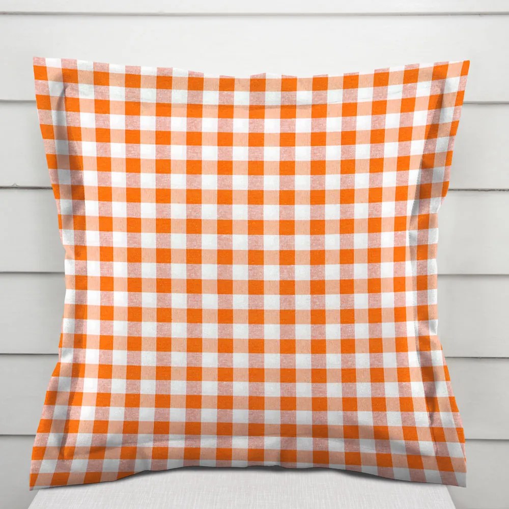 Biante Dekoračná obliečka na vankúš s lemom Rebeka RE-005 Oranžovo-biela kocka stredná 40 x 60 cm