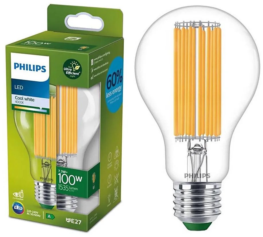 LED Žiarovka FILAMENT Philips A60 E27/7,3W/230V 4000K