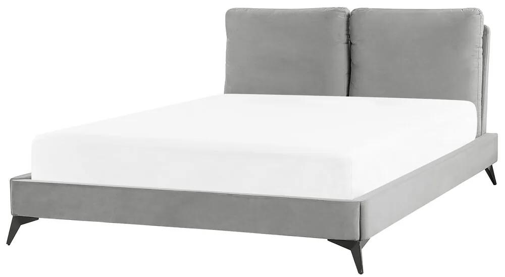 Zamatová posteľ 140 x 200 cm sivá MELLE Beliani