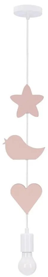 Detský luster na lanku TRIO 1xE27/20W/230V ružová/biela