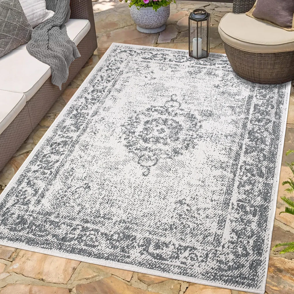 Dekorstudio Obojstranný koberec na terasu DuoRug 5577 - sivý Rozmer koberca: 120x170cm