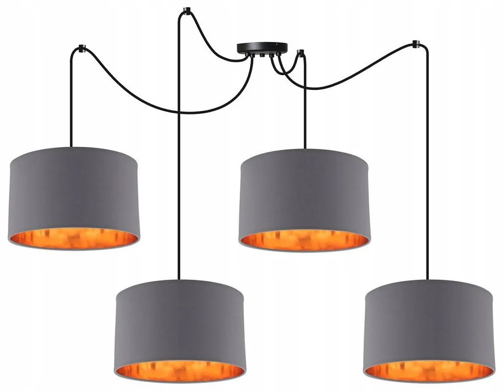 Závesné svietidlo Shade Spider, 4x textilné tienidlo (mix 6 farieb), (výber z 2 farieb konštrukcie), g