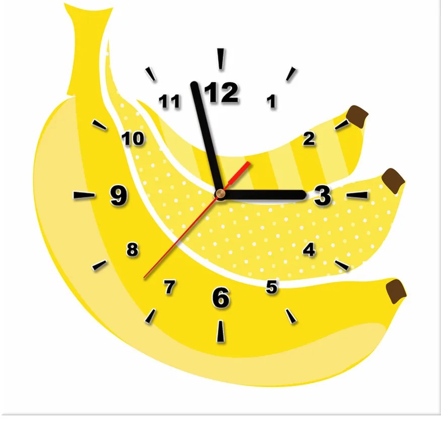 Gario Obraz s hodinami Banány Rozmery: 30 x 30 cm