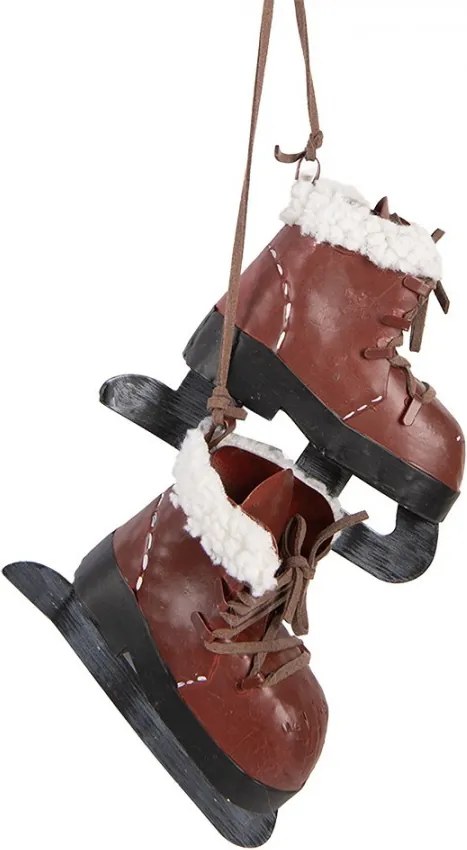 Christmas Ornament Ice Skates 14x12x40 Cm Red Metal - 14*12*40 cm