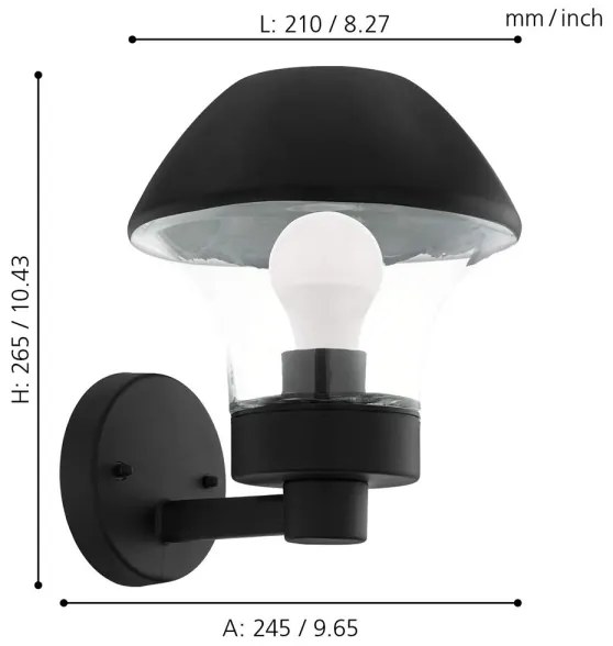 Eglo 97446 - LED Stmievateľné vonkajšie svietidlo VERLUCCA-C 1xE27/9W/230V IP44 BT