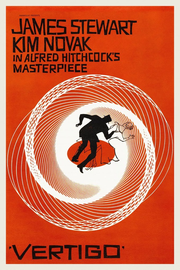 Umelecká tlač Vertigo, Alfred Hitchcock (Vintage Cinema / Retro Movie Theatre Poster / Iconic Film Advert), (26.7 x 40 cm)