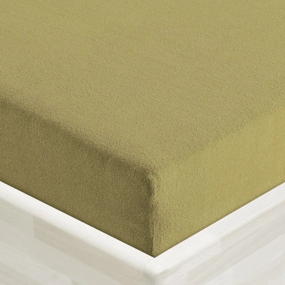 Detské froté napínacie prestieradlo do postieľky FR-020 Olivové 80 x 140 x 10 cm - do postieľky