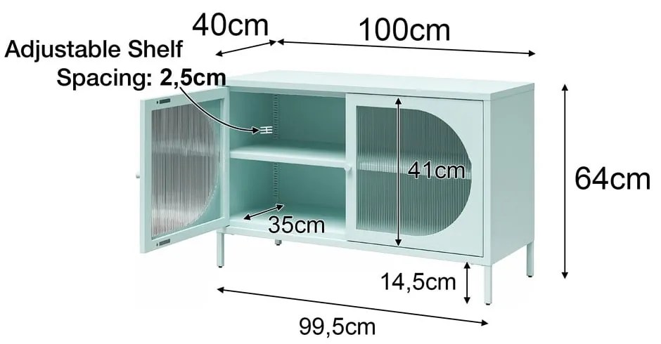 Čierna kovová vitrína 100x64x40 cm Luna – Støraa