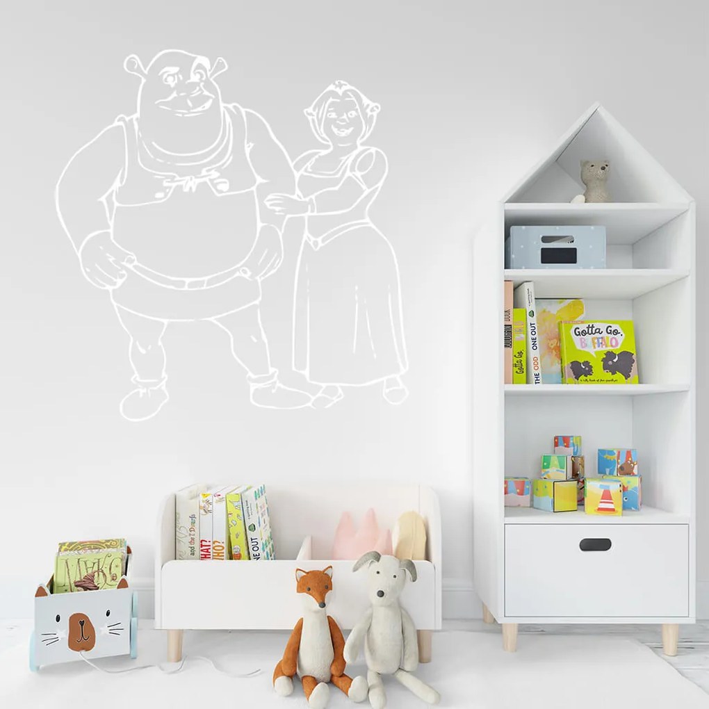 Veselá Stena Samolepka na stenu na stenu Shrek a Fiona Farba: černá