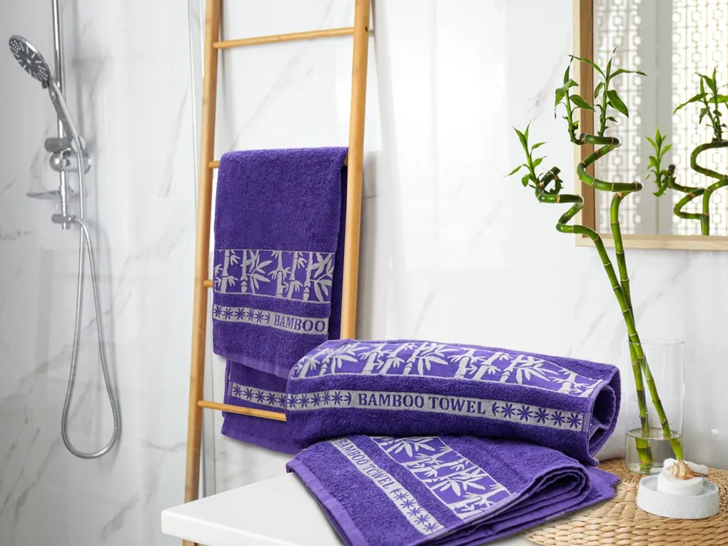 Bambusový uterák BAMBOO 50x90 cm fialový, 70% bambusové vlákno | 30% bavlna