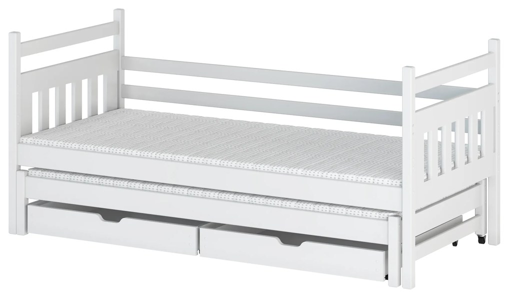 Detská posteľ 90 x 200 cm DANNY (s roštom a úl. priestorom) (biela). Vlastná spoľahlivá doprava až k Vám domov. 1013121