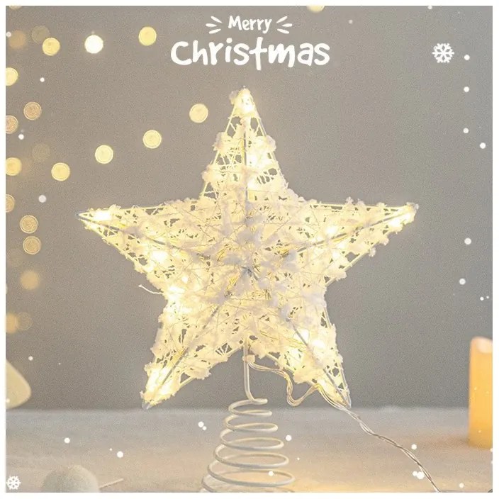 LED svetelná hviezda na vianočný stromček WHITE STAR 25 cm, biela