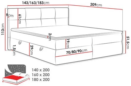 Manželská posteľ 140cm Mejaso (svetlosivá). Vlastná spoľahlivá doprava až k Vám domov. 1122635