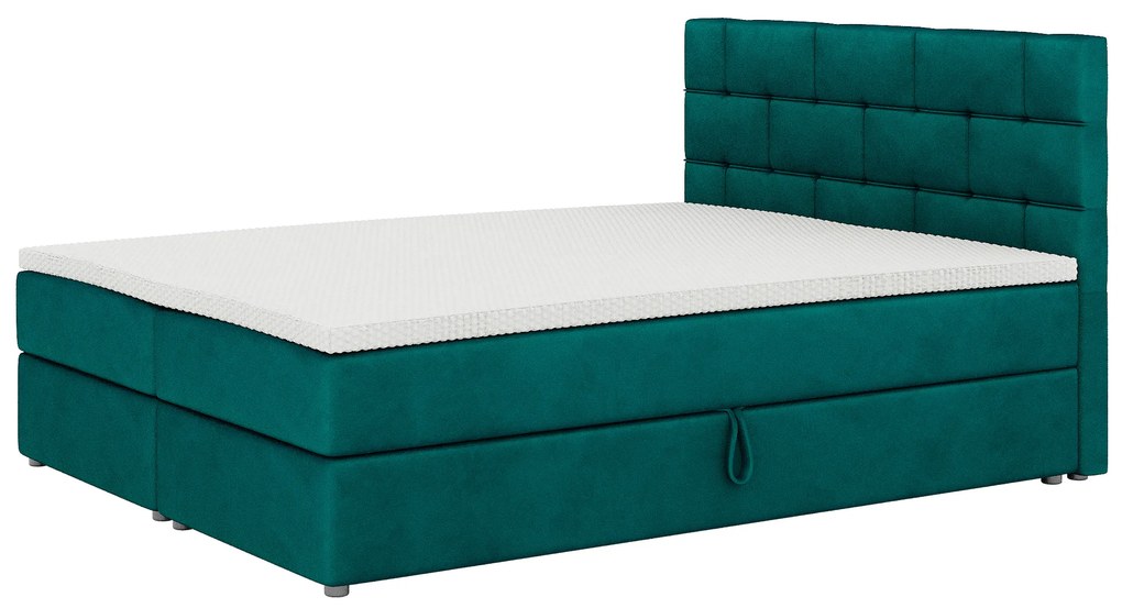 Manželská posteľ Boxspring 160x200 cm Waller (tmavozelená) (s roštom a matracom). Akcia -20%. Vlastná spoľahlivá doprava až k Vám domov. 1007730