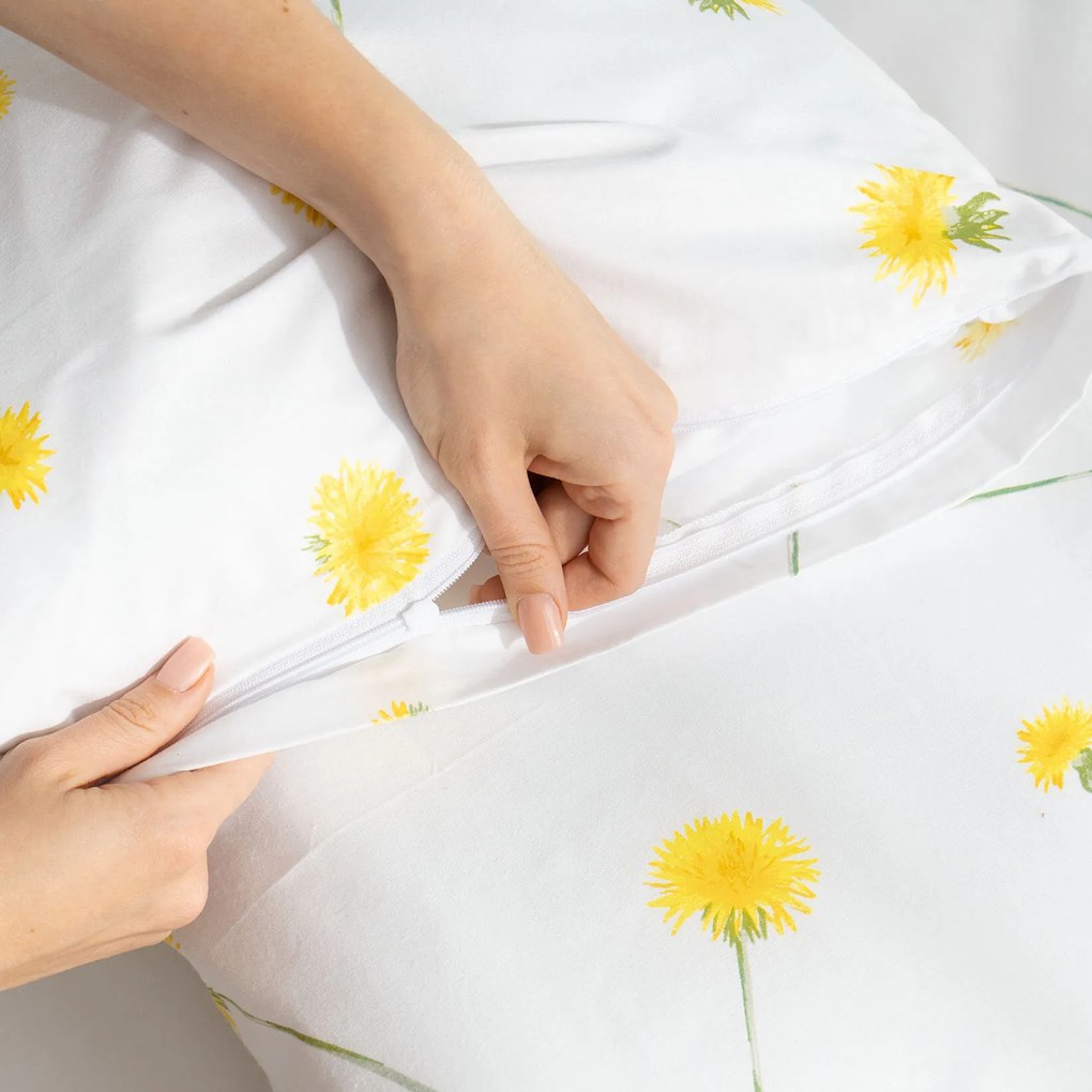 Goldea bavlnené posteľné obliečky - púpavy 140 x 200 a 70 x 90 cm