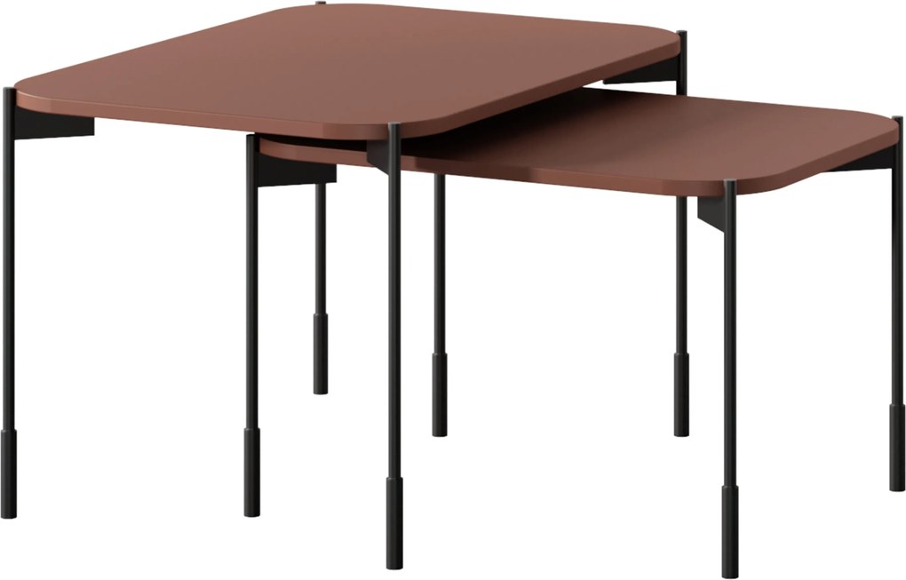 Konferenčný stolík Sonatia 60 cm obdĺžnikový na kovových nohách - bordový