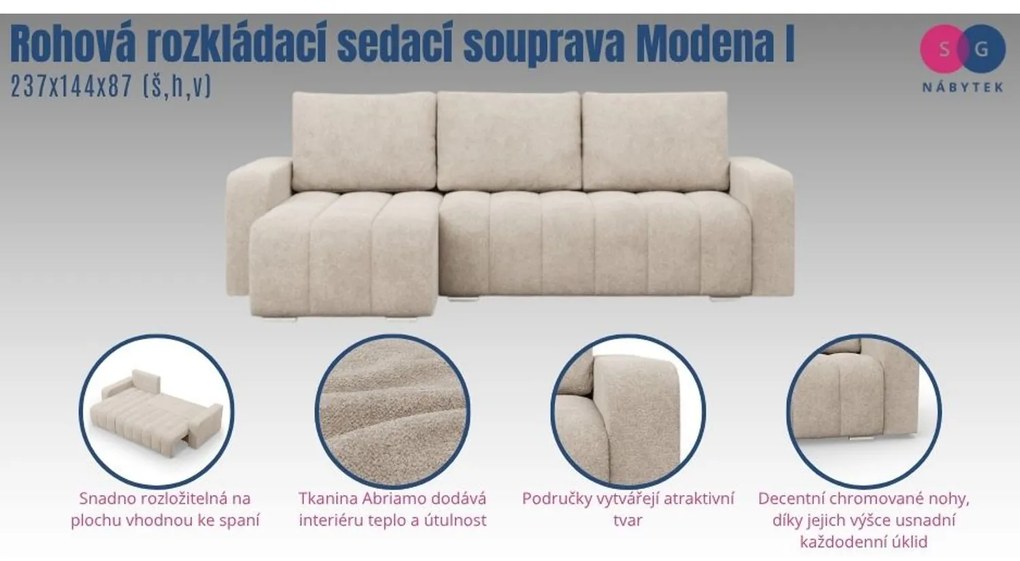Rohová rozkladacia sedacia súprava Modena I Béžová