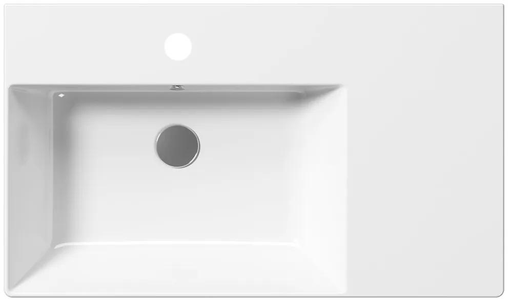 GSI, KUBE X keramické umývadlo 80x47 cm, s odkladacou plochou vpravo, biela ExtraGlaze, 9456111